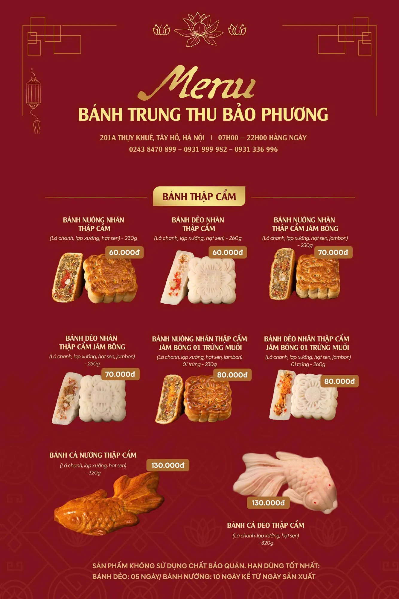 Bảng giá bánh Trung thu 2026
